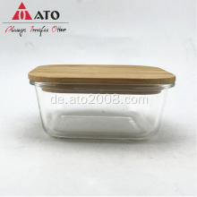 Quadratglas Lebensmittelbehälter mit Bambusdeckel
